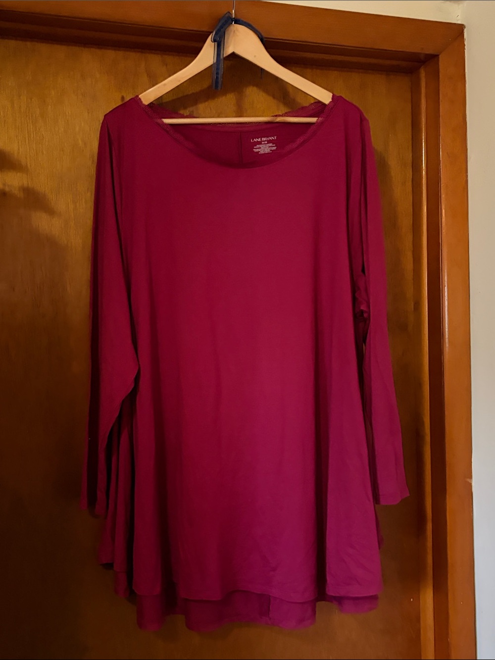 Lane Bryant Raspberry-Pink Long Sleeve Swing Tunic